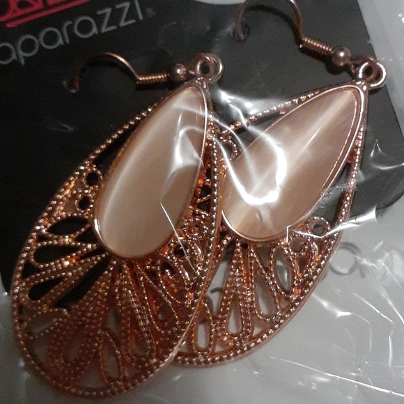 Copper Moonstone Earrings - Picture 1 of 1